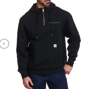 NWT John Deere Black Hoodie with Green Logo Accent